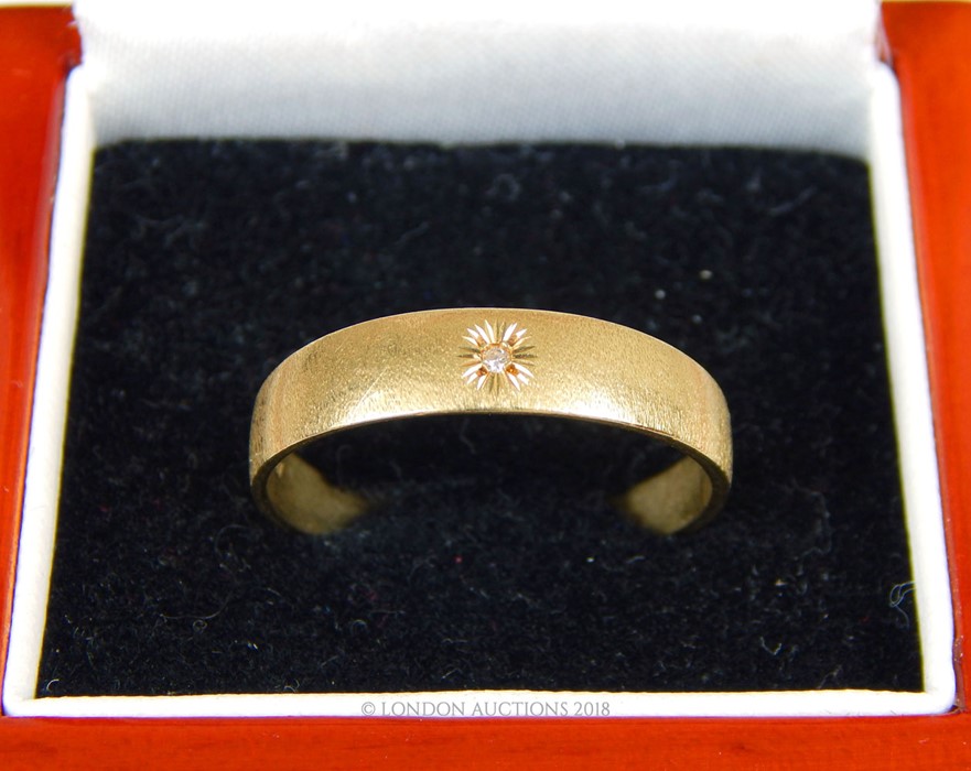 A Gentleman's Solitaire diamond band ring set in 14 carat yellow gold. - Image 3 of 3