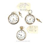 Three Victorian silver cased open faced pocket watches