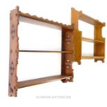 Two sets of turn of the last century wall hanging shelves