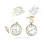 Two Victorian sterling silver cased open faced pocket watches