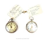 Two silver open faced pocket watches