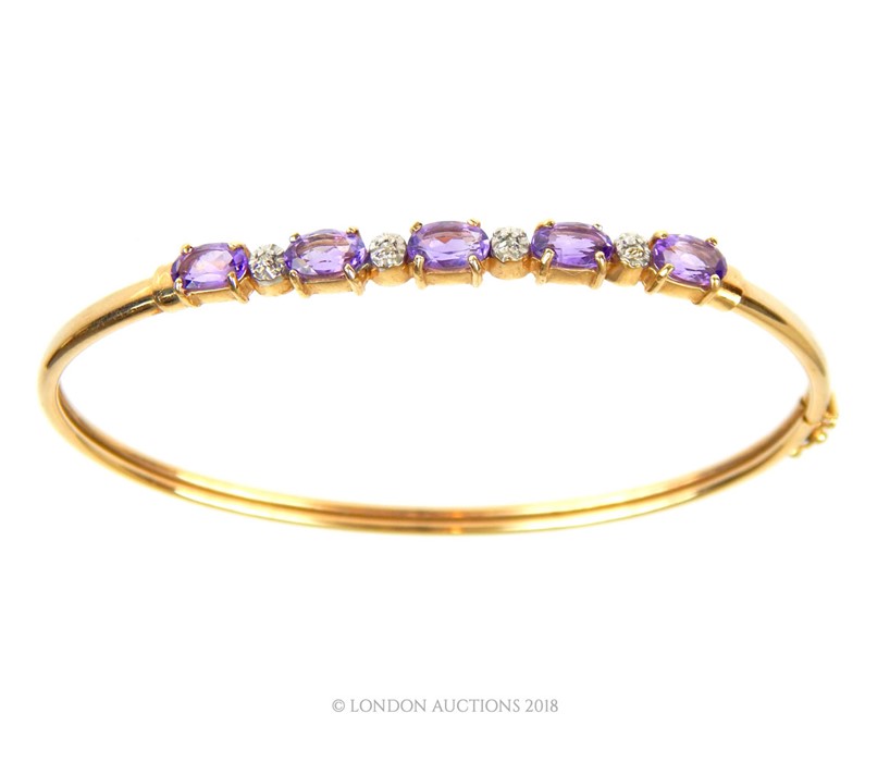 An Amethyst diamond bangle - Image 2 of 4