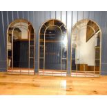 Three rounded arch garden mirrors