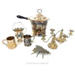 A collection of silver plated items