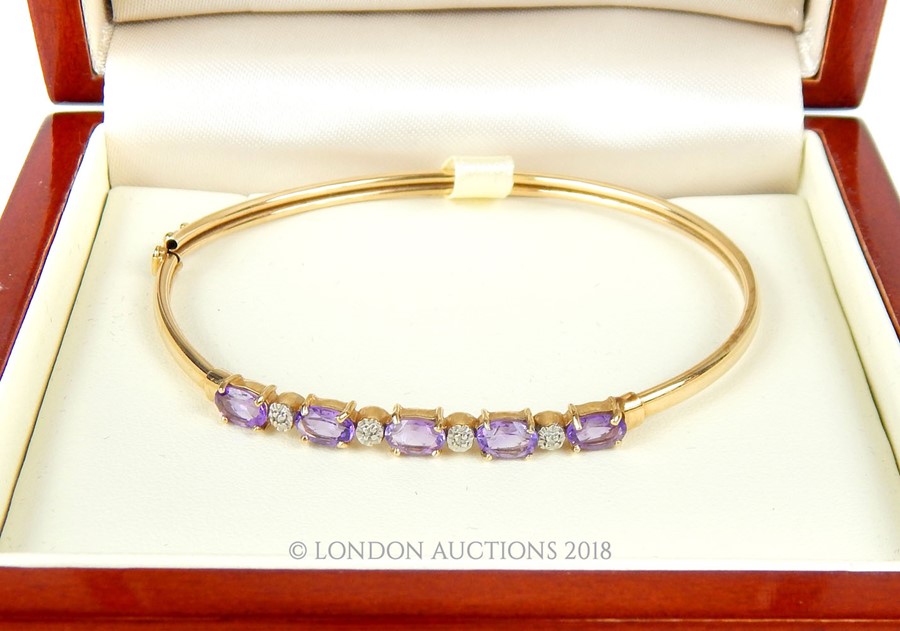 An Amethyst diamond bangle - Image 4 of 4