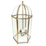 A brass lantern design hanging light