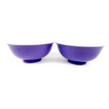 A pair of Chinese porcelain rice bowls with a purple glaze