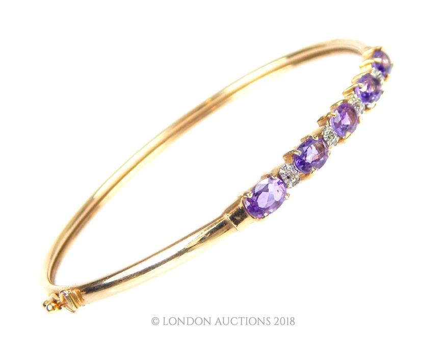 An Amethyst diamond bangle - Image 3 of 4