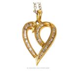 A 14 Carat Yellow Gold Diamond set Heart Shaped Pendant Necklace.