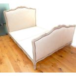 A French painted and distressed double bed