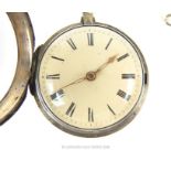 A George III sterling silver pair cased pocket watch