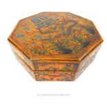 A Chinese octagonal lacquered box