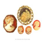 A collection of cameo jewellery