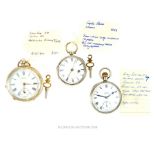Three silver open faced pocket watches