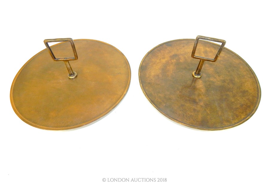 A pair of circular bronze trays with handles - Image 2 of 2