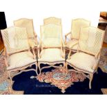 A set of six contemporary French beech bergere armchairs