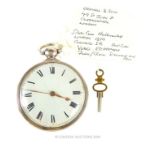 A George III sterling silver open faced pocket watch