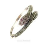 A Marcasite set snake style bangle