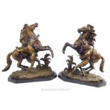 After Cousteau. A Pair of Bronze Marley Horses. Late 19th / early 20th century.