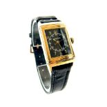 A 9 Carat Yellow Gold Jager le Coutre Gentleman's Tank Flip watch .