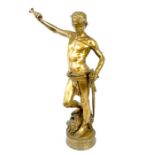 A Fine Gilt Bronze of David, by Marius Jean Antonin Mercié (1845-1916)