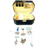 A Collection of Silver, Enamel and Turquoise set jewellery together with a jewellery box.