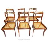 A set of six Regency rosewood and brass inlaid dining chairs