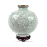 A Chinese Guan style celadon crackle glazed vase