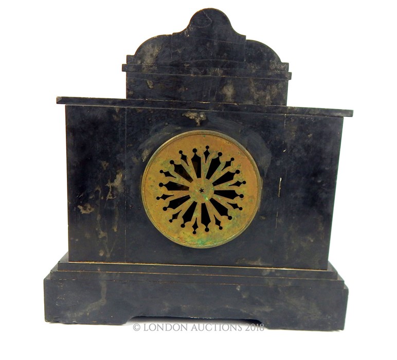 Late 19th century slate marble clock. - Image 4 of 5