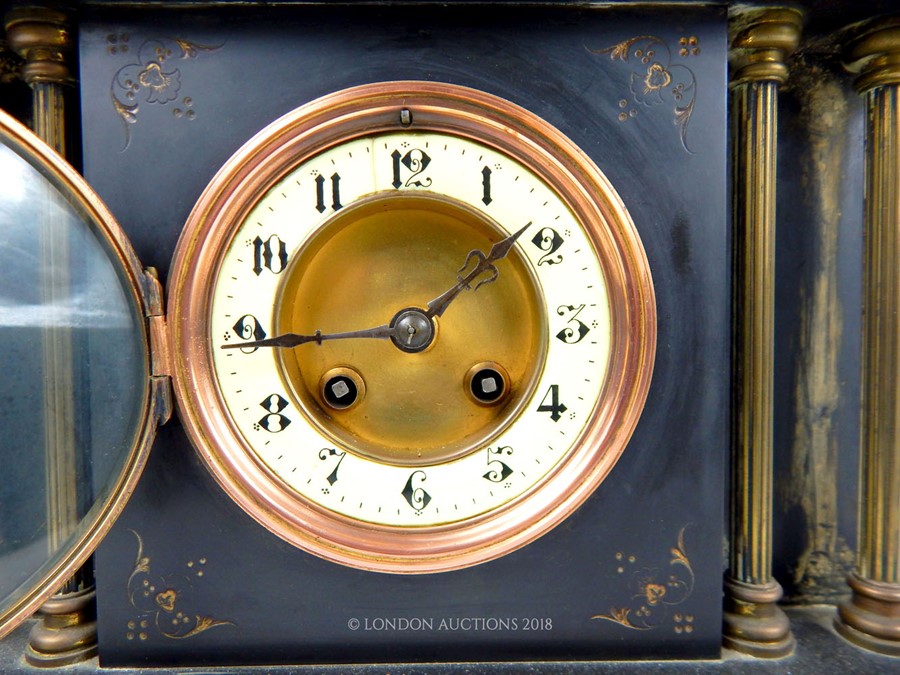 Late 19th century slate marble clock. - Image 3 of 5