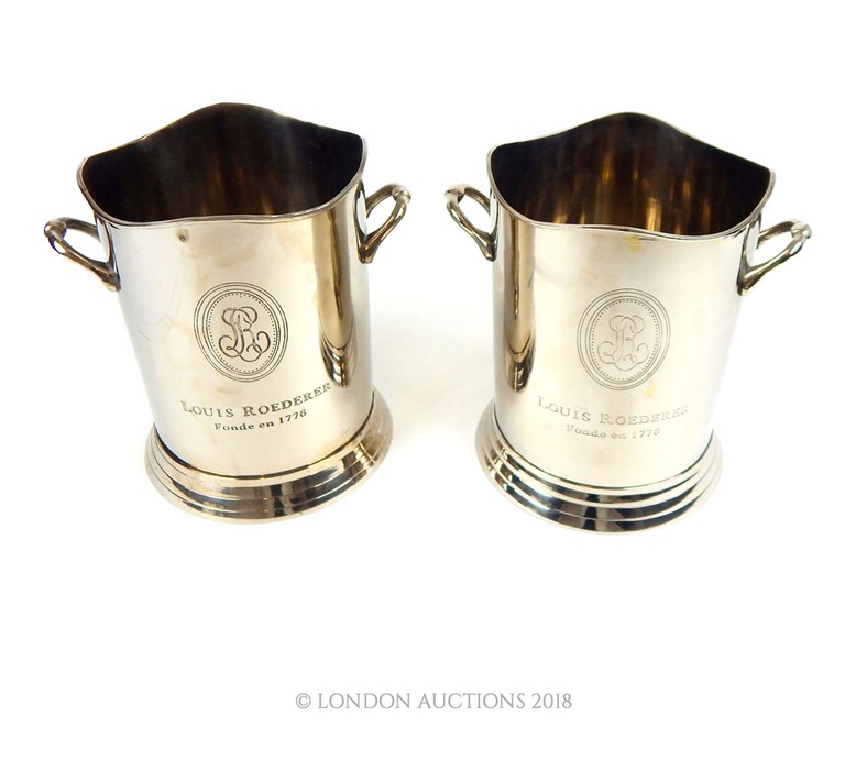 A pair of Louis Roederer style plated wine coolers.