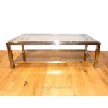 Chrome coffee table with smokey glass top and shelf