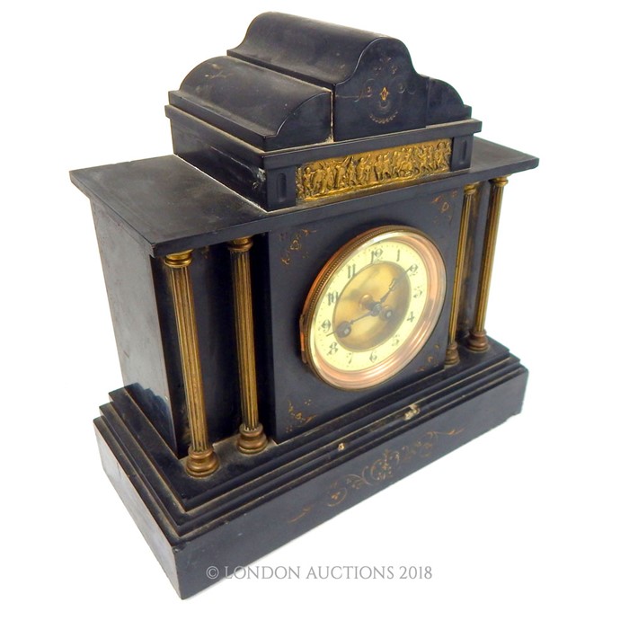 Late 19th century slate marble clock. - Image 2 of 5