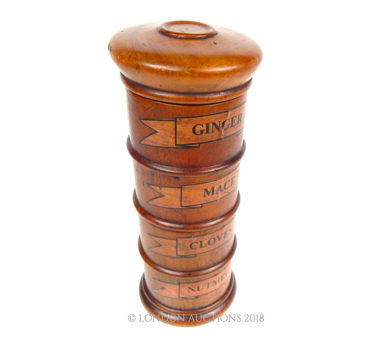 A four section fruitwood spice tower. - Image 2 of 3