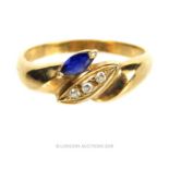 14 Carat Gold Sapphire and Diamond Ring