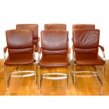 Six contemporary Leather Upholstered Office/Dining Chairs.
