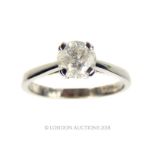 A 9ct White Gold single stone diamond ring.