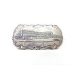 A Victorian sterling silver 'Castle Top' vinaigrette depicting the Crystal Palace