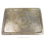 A Persian white metal tray