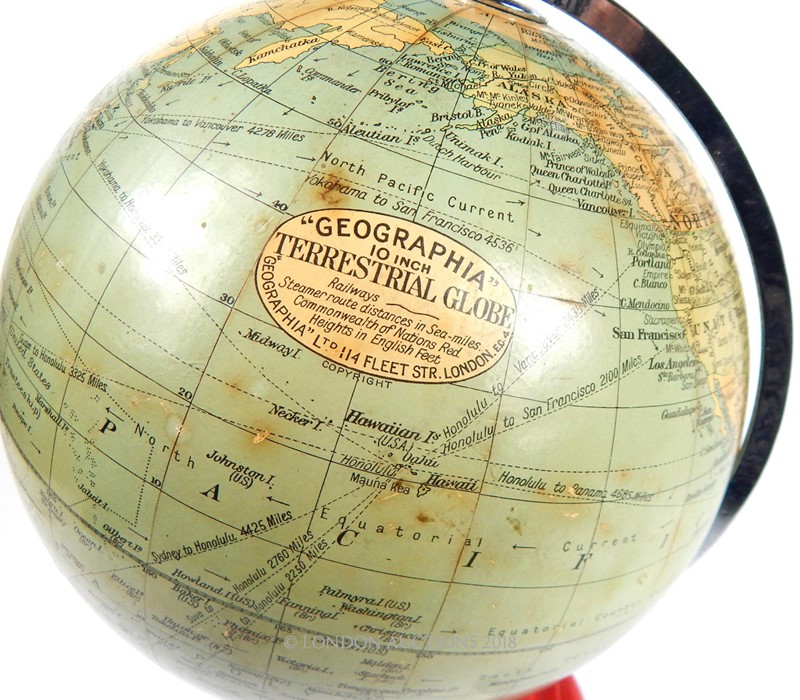 Geographia 10 inch Terrestrial Globe, 1961/2 - Bild 4 aus 5