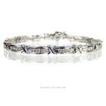 A 9ct White Gold Diamond Set Line Bracelet