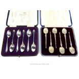 Cased set of Six Solid Silver Anointing coffee spoons