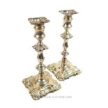 A Matched Pair of Sterling Silver Table Candlesticks