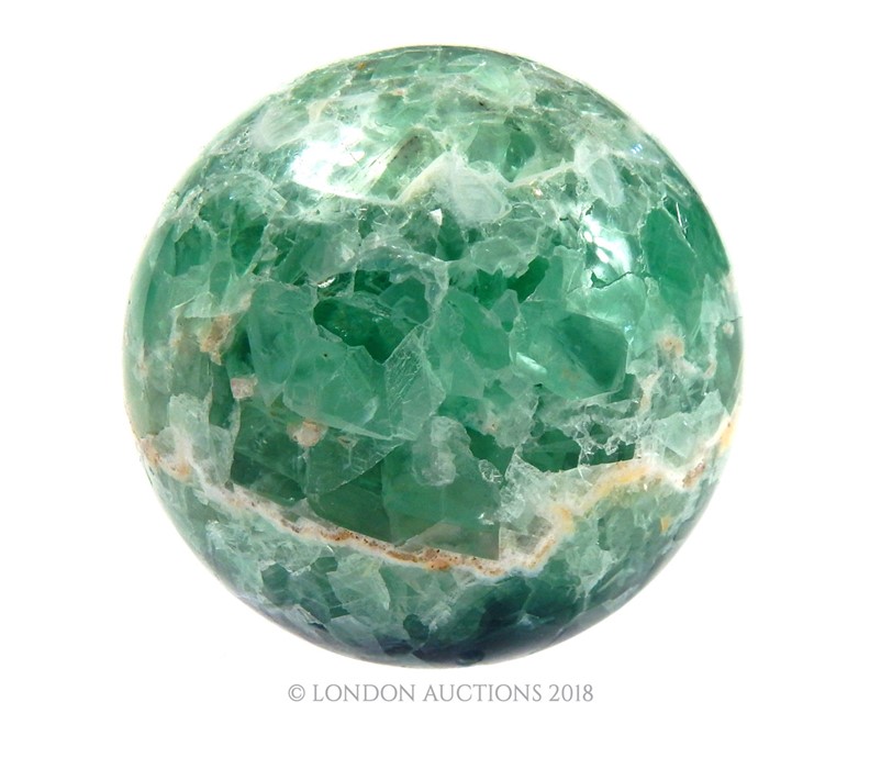 Green Fluorite Mineral Sphere - Bild 8 aus 12