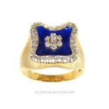Diamond and Blue Enamel ring.