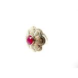 A Silver Mounted Diamond and Ruby Ring