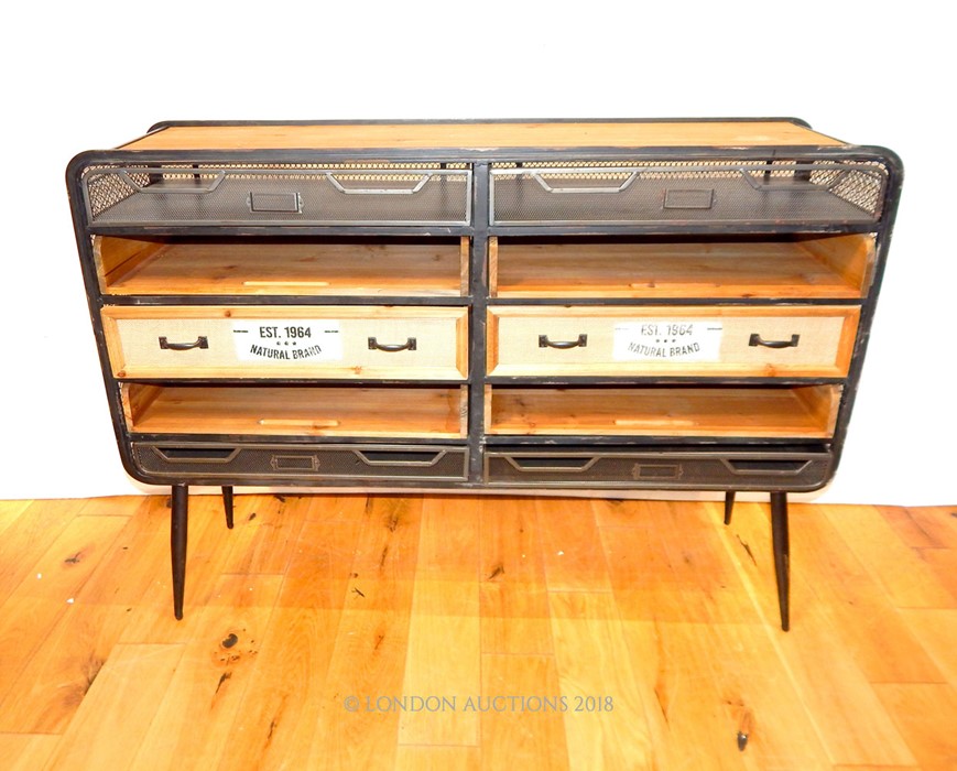 An industrial style sideboard.