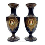 A Pair of Black Glass Vases Circa 1860