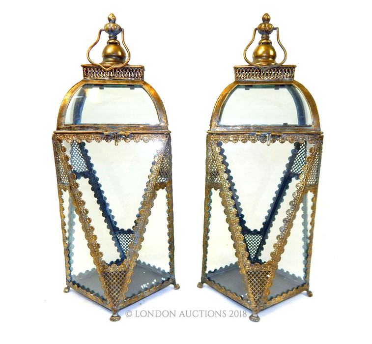 A pair of gilt storm lanterns. - Image 2 of 3