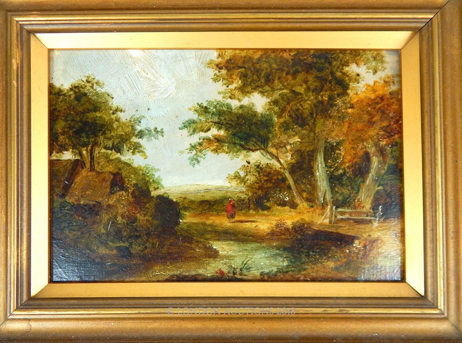 Manner of John Constable (1776-1837) oil on board landscape - Image 2 of 2